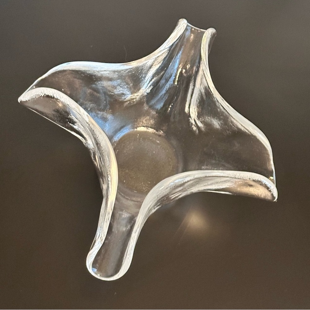 IVV Italian Handblown Art Ice Glacier Glass Hankerchief Bowl Small Ruffle Rare - Picture 12 of 16